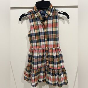 Polo Ralph Lauren Sleeveless Plaid Button-Front Dress - Red, Navy, Yellow
